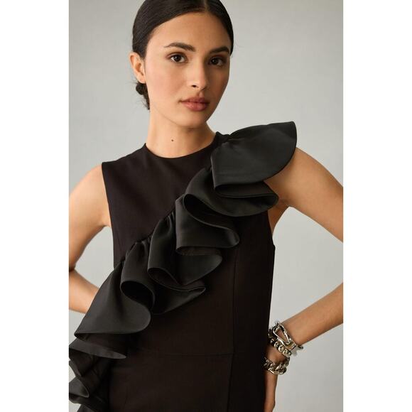 Hutch Ruffle Sheath Dress Size XS Black Mini Anthropologie - Picture 2 of 14